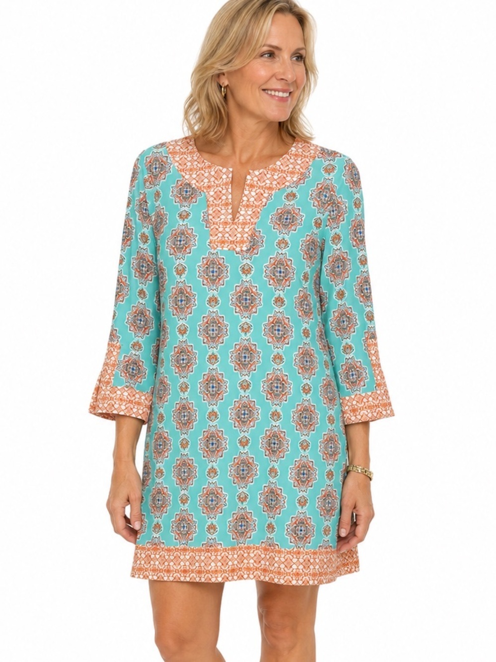 CABANA LIFE Medallion Print Tunic Shift Dress UPF 50+ Size S